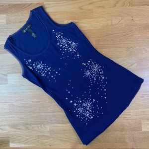 S INC New Navy Rhinestone Tank Top